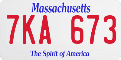 MA license plate 7KA673