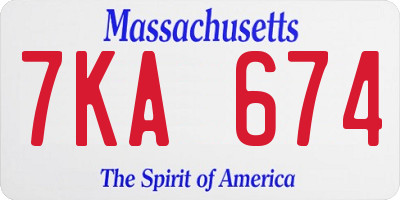 MA license plate 7KA674