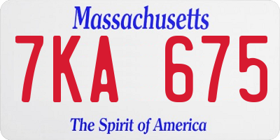 MA license plate 7KA675