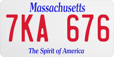 MA license plate 7KA676