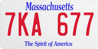 MA license plate 7KA677