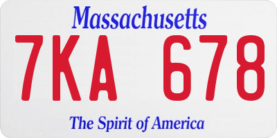 MA license plate 7KA678