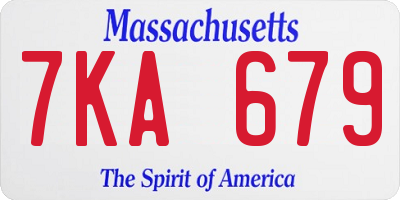 MA license plate 7KA679