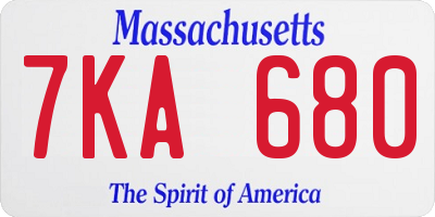 MA license plate 7KA680