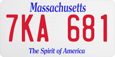 MA license plate 7KA681