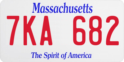 MA license plate 7KA682