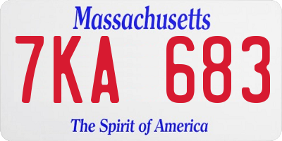 MA license plate 7KA683