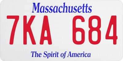 MA license plate 7KA684