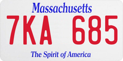 MA license plate 7KA685