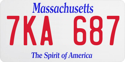 MA license plate 7KA687