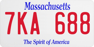MA license plate 7KA688