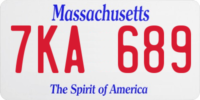 MA license plate 7KA689
