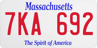 MA license plate 7KA692