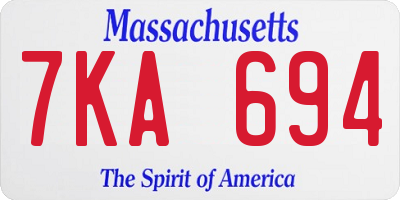 MA license plate 7KA694