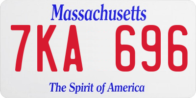 MA license plate 7KA696