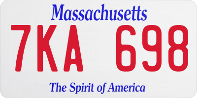 MA license plate 7KA698