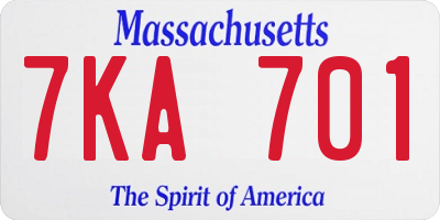 MA license plate 7KA701
