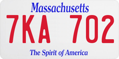MA license plate 7KA702