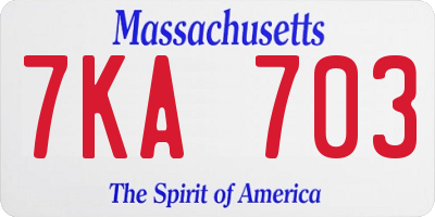 MA license plate 7KA703