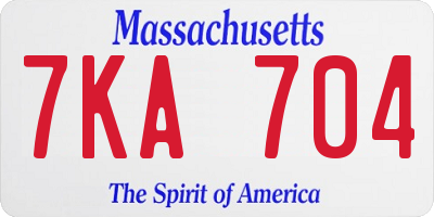MA license plate 7KA704