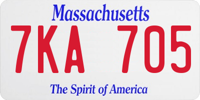 MA license plate 7KA705