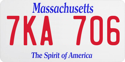 MA license plate 7KA706