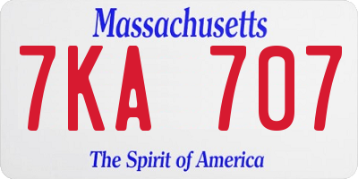 MA license plate 7KA707