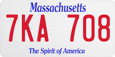 MA license plate 7KA708