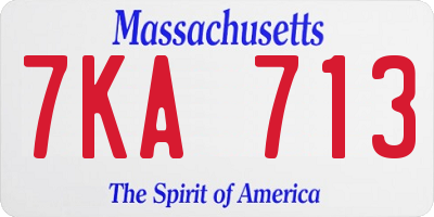 MA license plate 7KA713