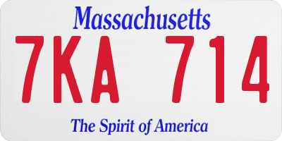 MA license plate 7KA714