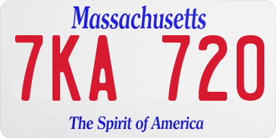 MA license plate 7KA720