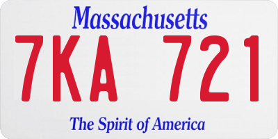 MA license plate 7KA721