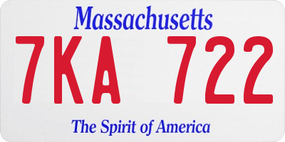 MA license plate 7KA722