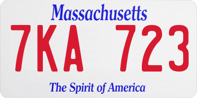 MA license plate 7KA723