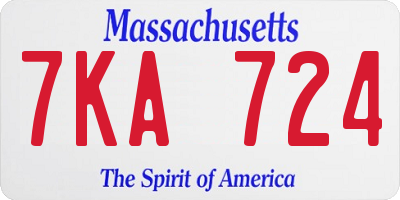 MA license plate 7KA724