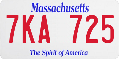 MA license plate 7KA725