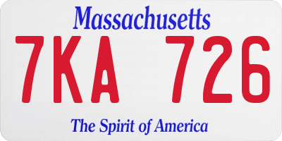 MA license plate 7KA726