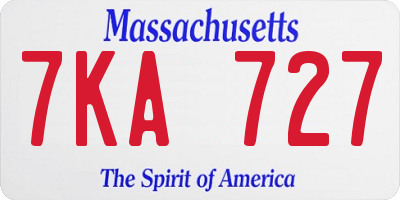 MA license plate 7KA727