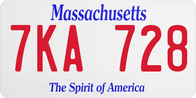 MA license plate 7KA728