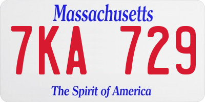 MA license plate 7KA729
