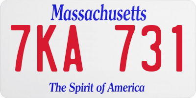 MA license plate 7KA731