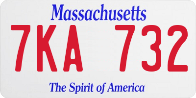 MA license plate 7KA732