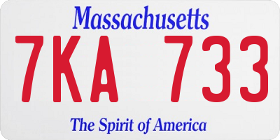 MA license plate 7KA733
