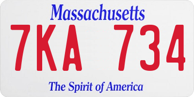 MA license plate 7KA734