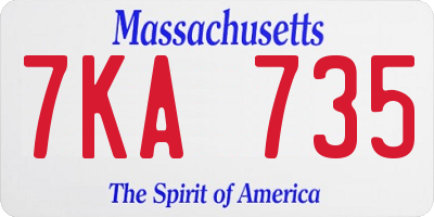 MA license plate 7KA735
