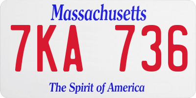 MA license plate 7KA736