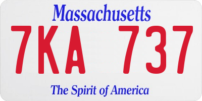 MA license plate 7KA737