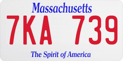 MA license plate 7KA739