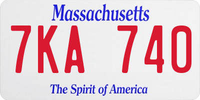 MA license plate 7KA740