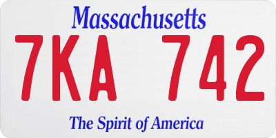 MA license plate 7KA742